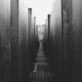 grayscale photo of alley